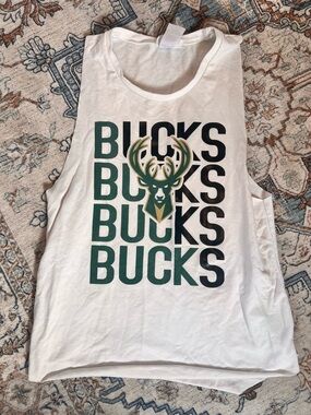 NBA White Tank Top with Green and Black Team Print